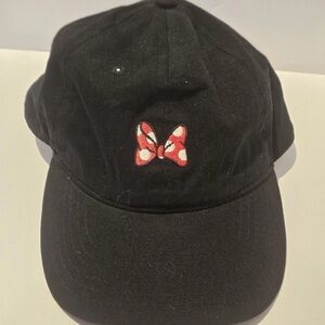 Disney Minnie Mouse Bow Hat Cap Strap Back Adult One Size Black Cotton